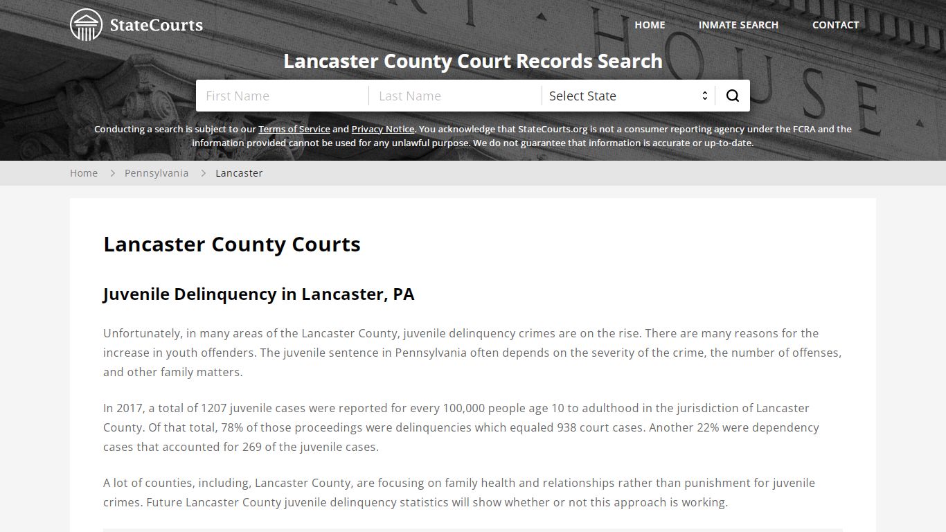 Lancaster County, PA Courts - Records & Cases - StateCourts